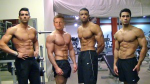 Elder Bednar shows off his Fribergesque physique with some of his fellow Strippling Warriors.