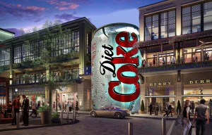 An architectural rendering of the new Diet Coke Factory Store at City Creek Center